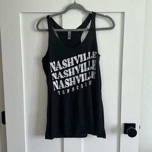 Nashville Tennessee L Slouchy Racerback Muscle Tank Charcoal Gray Vintage Wash